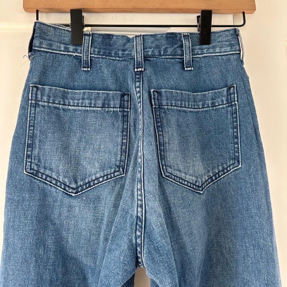 The Great. The Dock Jean Wide Leg High Rise Cotton Hemp Blue Denim Jeans 24 - Picture 6 of 13